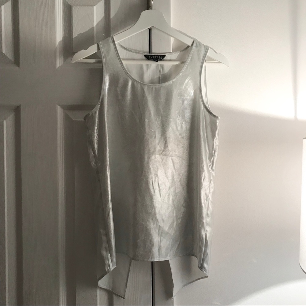 Express Silver Satin Tank